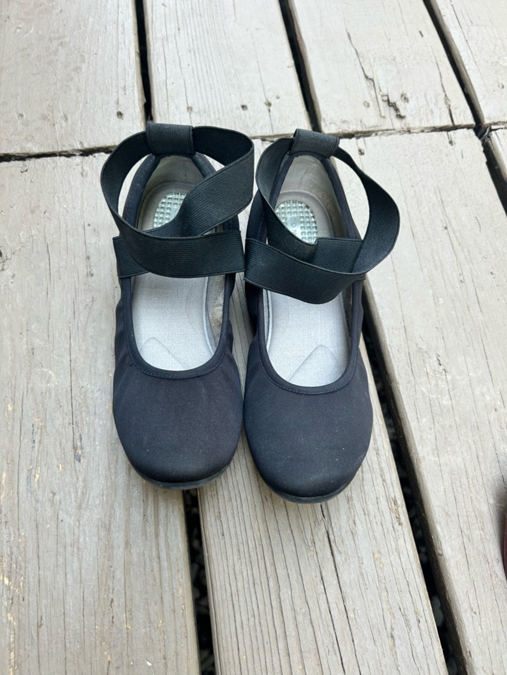 Com+Sens THIERY Black Elastic Strap Mary Jane Shoes Ballet Flats | US 8 EU 38.5